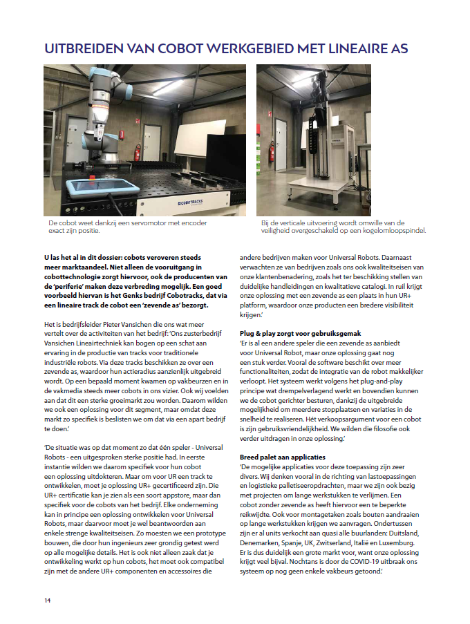 Extending cobot working area with linear axis